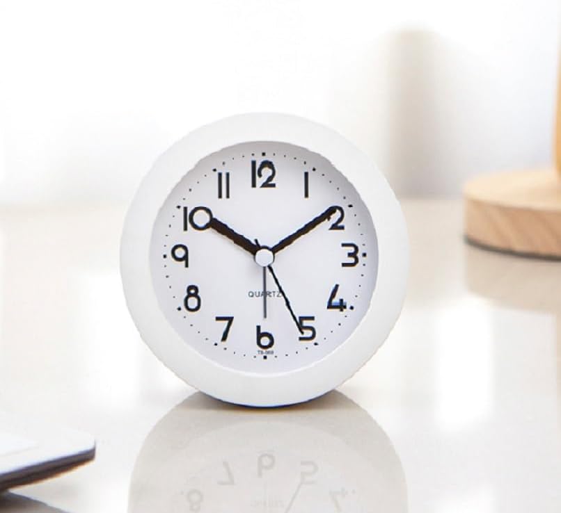 4 Inches White Desk Clock with Backlight