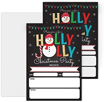 Holly Jolly Snowman Christmas Party Invite Set