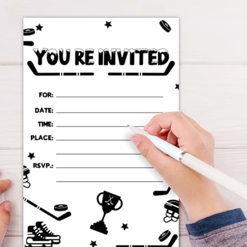 Ice Hockey Birthday Party Invitations for Boys 30 Cards