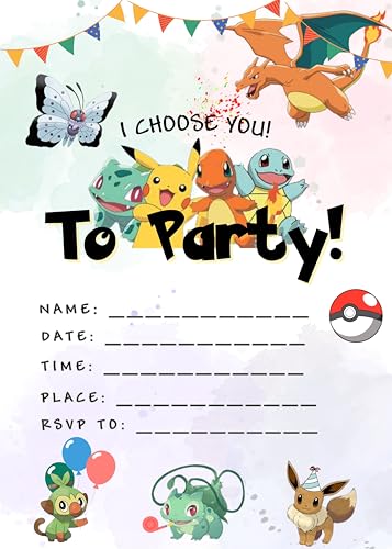 Gotta Catch Em All Anime Birthday Invitations Set of 20