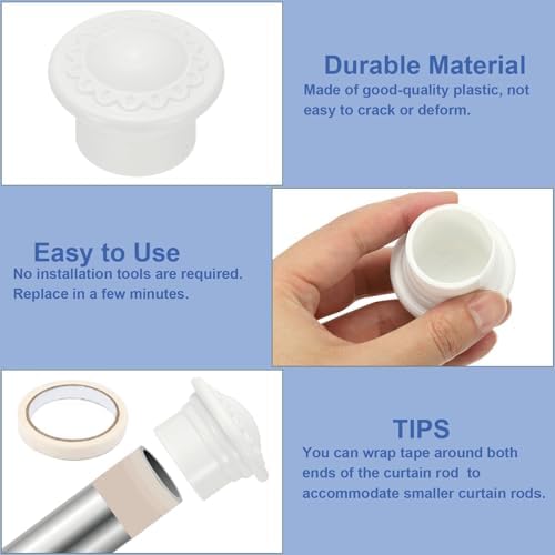 Uxcell Curtain Rod Ends 4Pcs Plastic Finial Cap for 26-28mm Rods