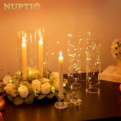 NUPTIO Windproof Hurricane Candle Holder 6 Pcs