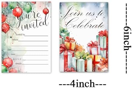 4x6 Inch Holiday Invitation Cards with Envelope 30 Pcs