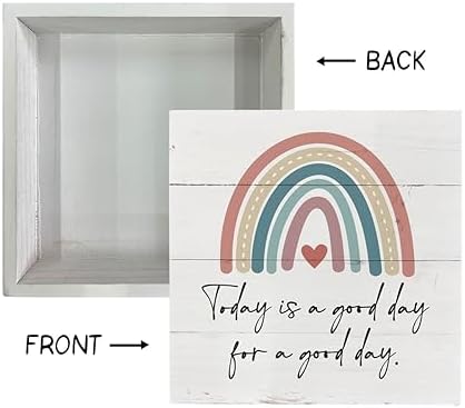 Inspirational Wood Sign Positive Thinking Office Decor
