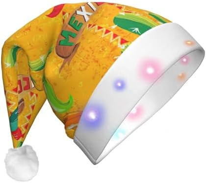 Cactus Hat With Chili Pepper Print Christmas Hat LED Santa Hat