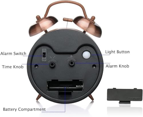 Azyh Loud Alarm Clock for Heavy Sleepers Red Brown