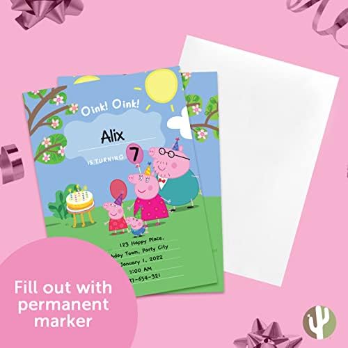 Desert Cactus Peppa Pig Birthday Invites 10 Count With Envelopes