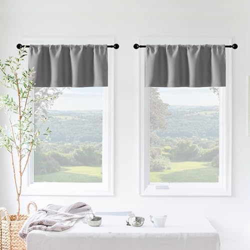 XTMYI Window Valance Set of 2 30 x 16 Inches Gray