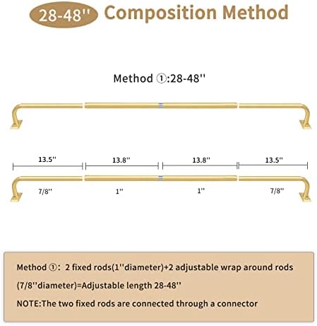 Gold Wrap Around Curtain Rod for Windows 28-48 Inches