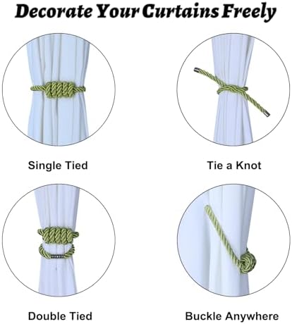 BEL AVENIR Magnetic Curtain Tiebacks 2 Pack Green