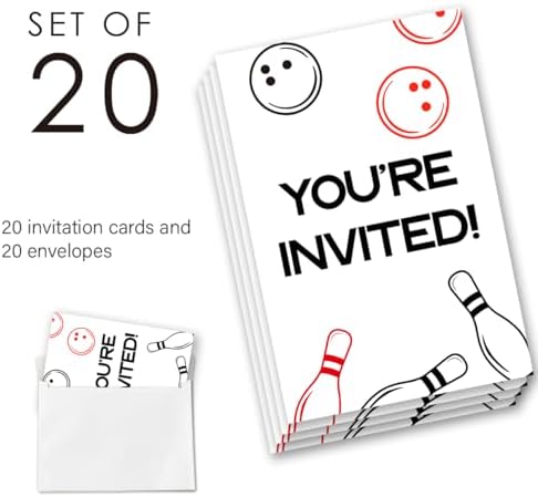 Bowling Birthday Invitation Set with Envelopes