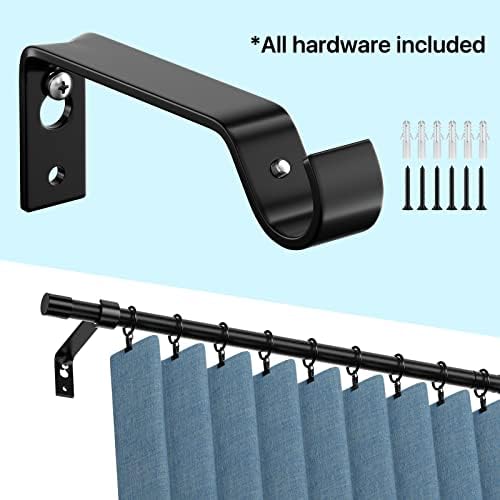 Black Curtain Rod 2 Pack 28-48 Inch Adjustable Metal Rod Set