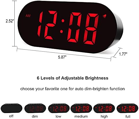 FAMICOZY Simple Digital Alarm Clock with Auto Dim and 6 Brightness Levels
