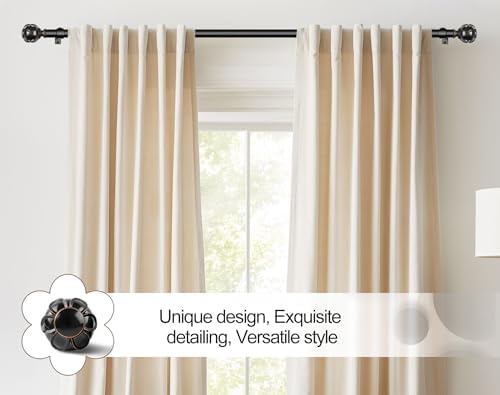 KAMANINA Black Curtain Rod 72-144 Inches Heavy Duty