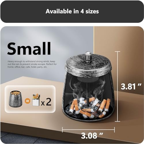 Roygra Outdoor Ashtray Windproof Smokeless with Lid