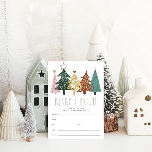 Whaline 25 Pack Boho Christmas Invitations with Envelopes and Stickers