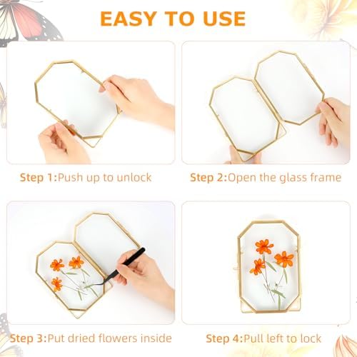 Himitimi 2 Pcs 4x6 Inch Gold Flower Frame Decor