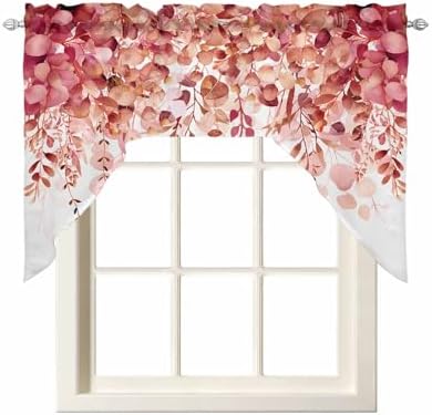 Red Eucalyptus Leaves Swag Valance for Kitchen Window