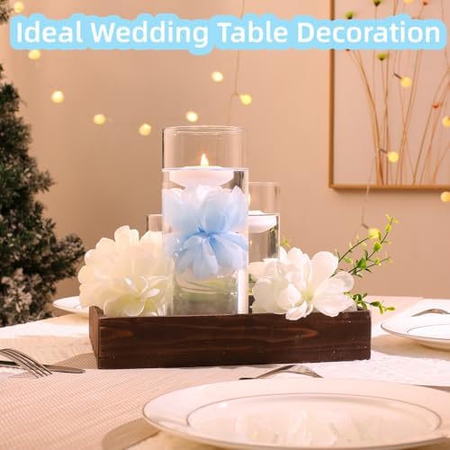 24 Pcs Floating Candles and Artificial Flowers Set Blue