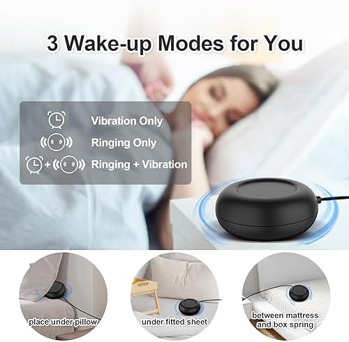Vibrating Alarm Clock for Heavy Sleepers with Night Light and Large Display