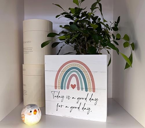 Inspirational Wood Sign Positive Thinking Office Decor