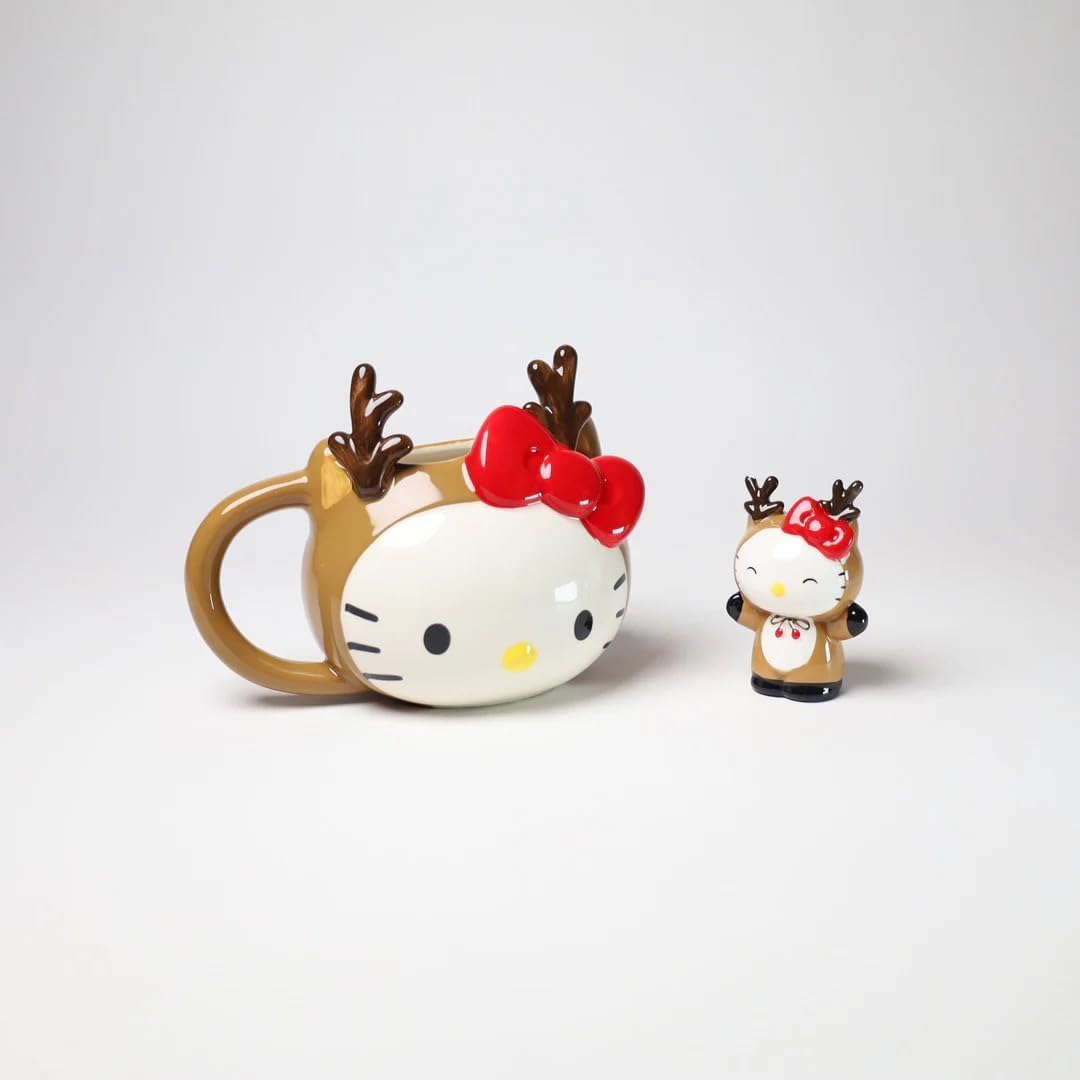 Blue Sky Clayworks Hello Kitty Santa Reindeer Figural Mug and Figurine Set