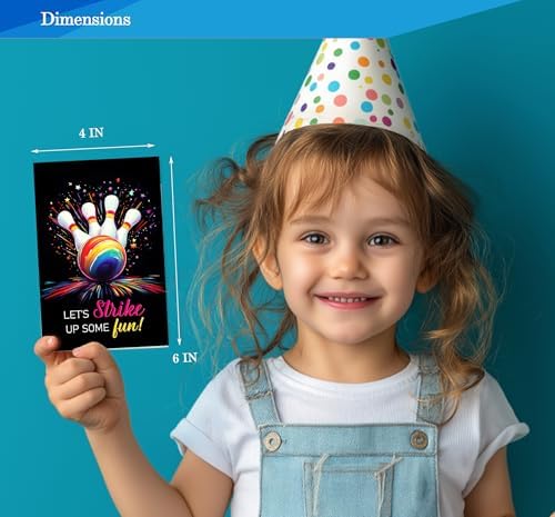 Bowling Birthday Invitations for Boys Girls 30 Sets 4x6 Inches