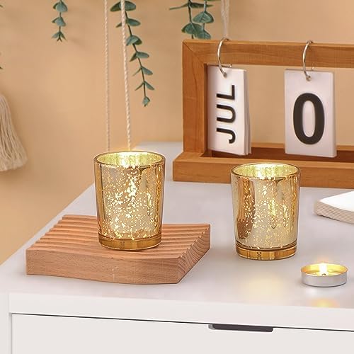 Gold Tea Light Candles Holders for Wedding Centerpieces 24Pcs