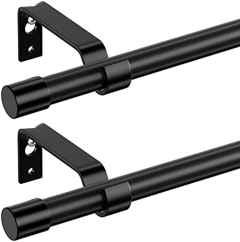 Black Curtain Rod 2 Pack 28-48 Inch Adjustable Metal Rod Set