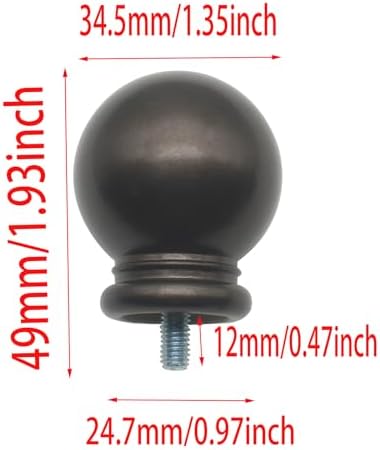 2pcs Light Brown Curtain Rod End Cap Finials M5 Screws 58