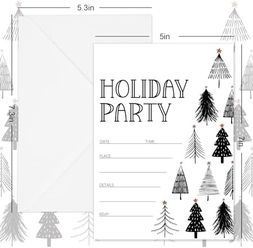 Whaline Christmas Invitations 20-Pack with Envelopes and Stickers