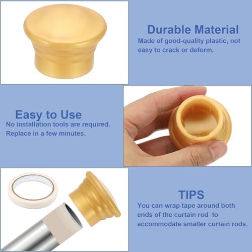 Uxcell Curtain Rod Ends 6Pcs Gold Finial for 26-28mm Rods