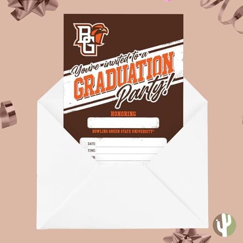 Desert Cactus BGSU Graduation Party Invitations 5x7 10 Count With Envelopes