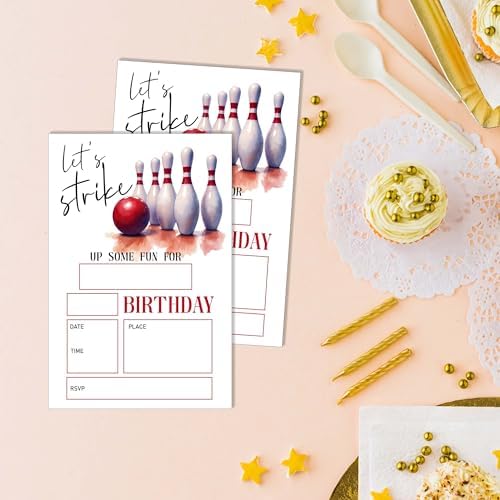 Eronm Bowling Birthday Invites 20 Pack with Envelopes