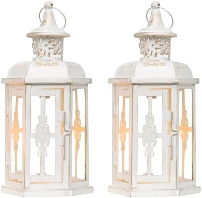 Set of Two White Gold Glass Metal Candle Holders