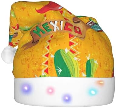 Cactus Hat With Chili Pepper Print Christmas Hat LED Santa Hat