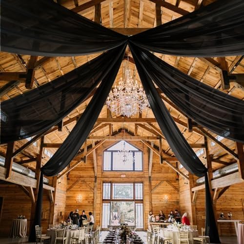 4 Panels Black Ceiling Drapes for Wedding Arch Decorations