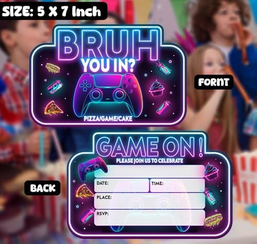 Feyerr Game Brother Birthday Invitations for Boys Double Sided Design