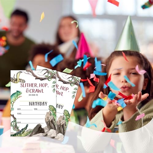 Reptile Birthday Invitations with Envelopes Pack of 20