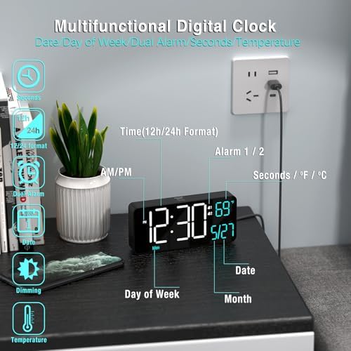 Kosumosu 67 Inch Digital Alarm Clock with Auto Dimming