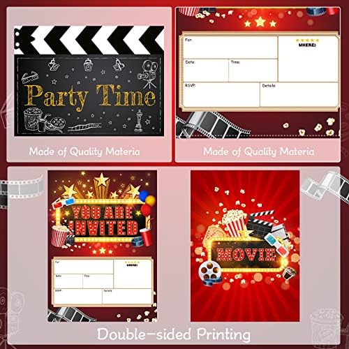 Clabby 25 Movie Party Invitations with Envelopes