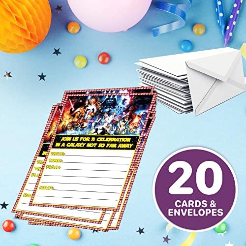 Set of 20 Galactic Birthday Invites with Envelopes