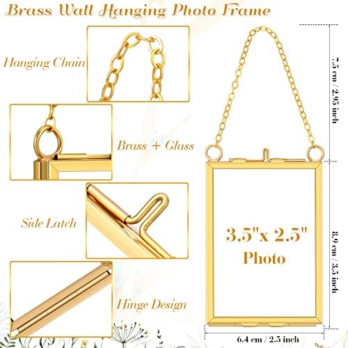Landhoow 8 Pcs Gold Floating Picture Frame for Dried Flowers