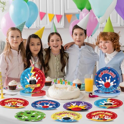 60Pcs Bowling-Themed 7 Inch Paper Plates for Party