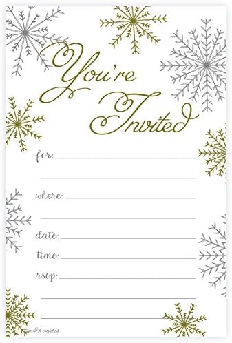 Snowflake Classic Christmas Invitations With Envelopes