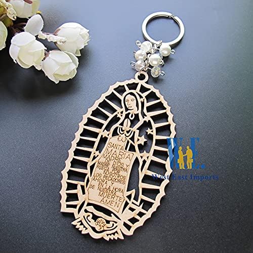 12Pcs Lady of Guadalupe Wood Design Keychain Favors