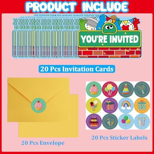 20Pcs Learning Street Birthday Invitations for Boys