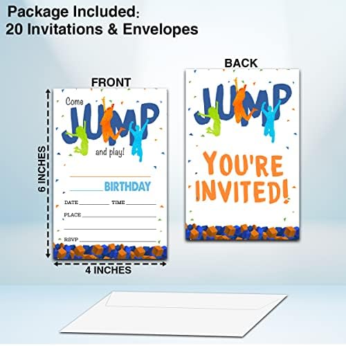 Trampoline Park Birthday Party Invitation Cards