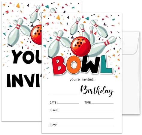 Bowling Theme Birthday Invites for Boys and Girls