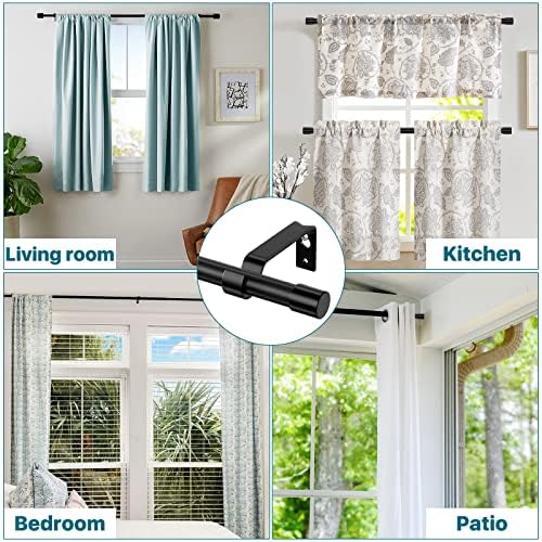 Black Curtain Rod 2 Pack 28-48 Inch Adjustable Metal Rod Set